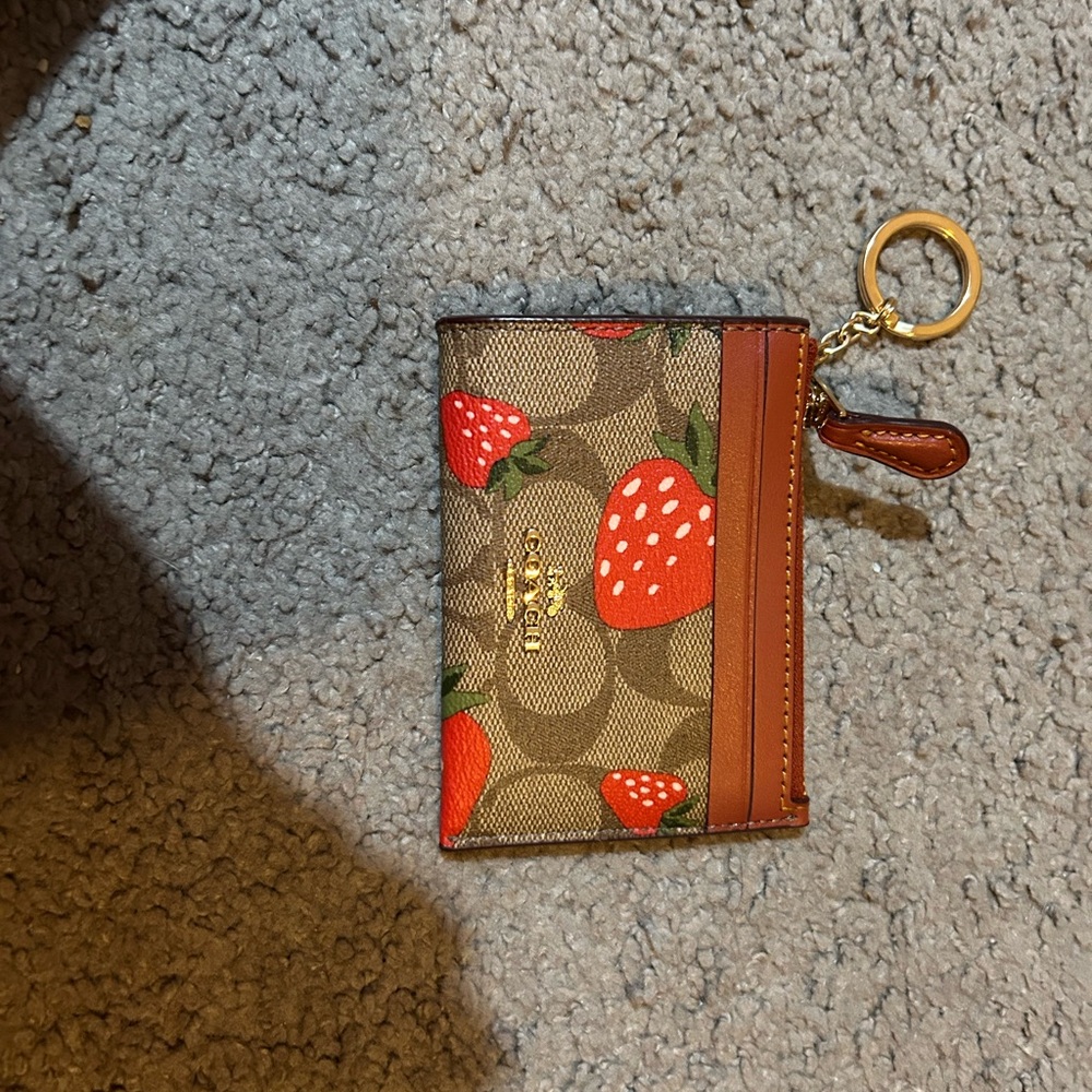 Coach Brown and Red Strawberry Card Holder